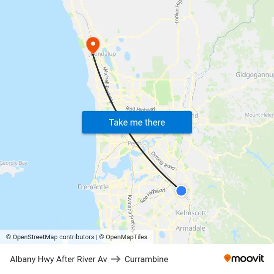 Albany Hwy After River Av to Currambine map