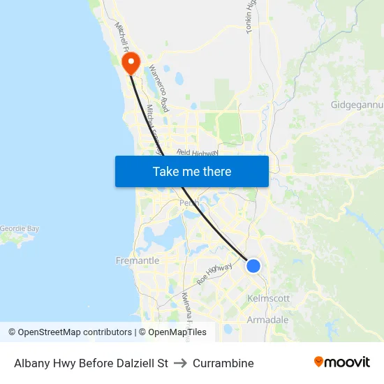 Albany Hwy Before Dalziell St to Currambine map