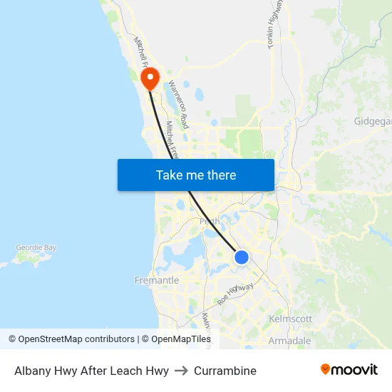 Albany Hwy After Leach Hwy to Currambine map