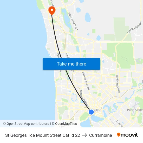 St Georges Tce Mount Street Cat Id 22 to Currambine map