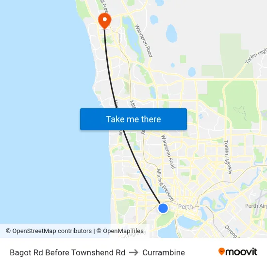 Bagot Rd Before Townshend Rd to Currambine map