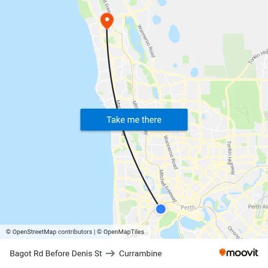 Bagot Rd Before Denis St to Currambine map