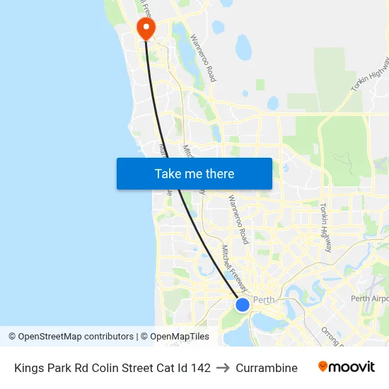 Kings Park Rd Colin Street Cat Id 142 to Currambine map