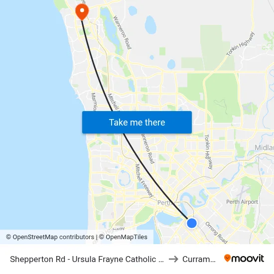 Shepperton Rd - Ursula Frayne Catholic Coll Sen to Currambine map