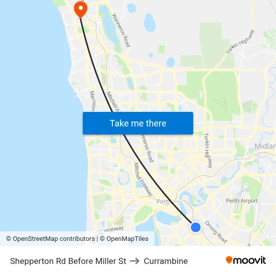 Shepperton Rd Before Miller St to Currambine map