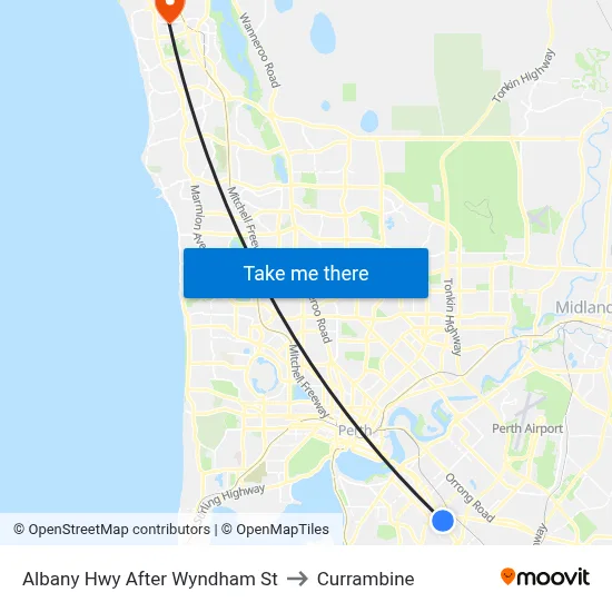 Albany Hwy After Wyndham St to Currambine map