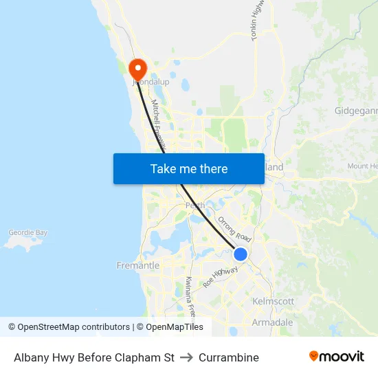 Albany Hwy Before Clapham St to Currambine map