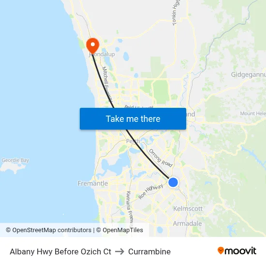 Albany Hwy Before Ozich Ct to Currambine map