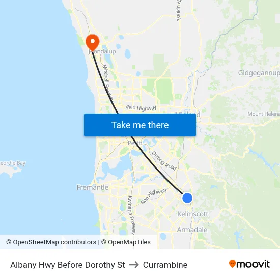 Albany Hwy Before  Dorothy  St to Currambine map