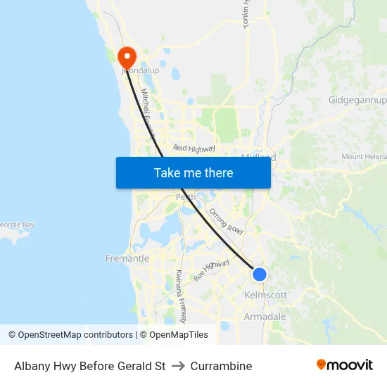 Albany Hwy Before Gerald St to Currambine map
