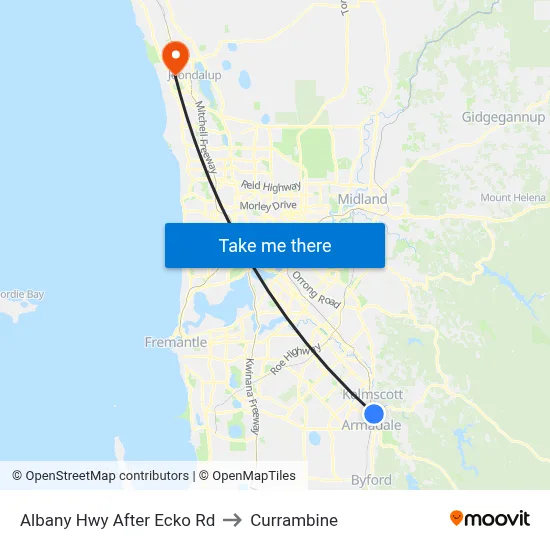 Albany Hwy After Ecko Rd to Currambine map