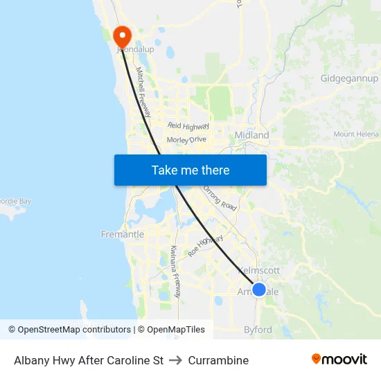 Albany Hwy After Caroline St to Currambine map
