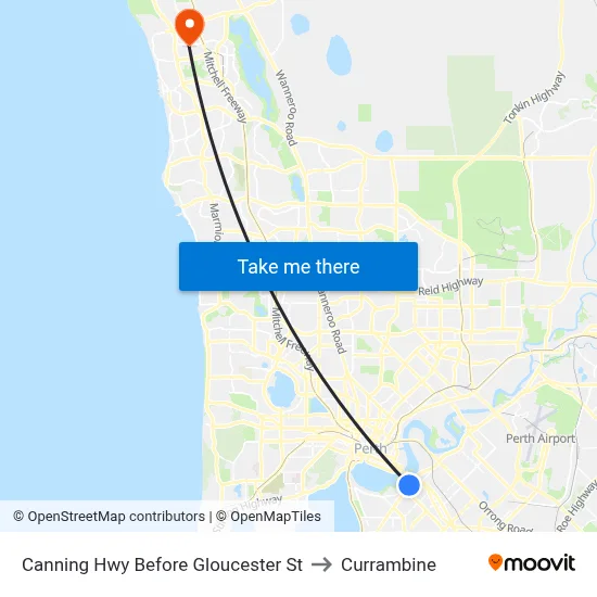 Canning Hwy Before Gloucester St to Currambine map