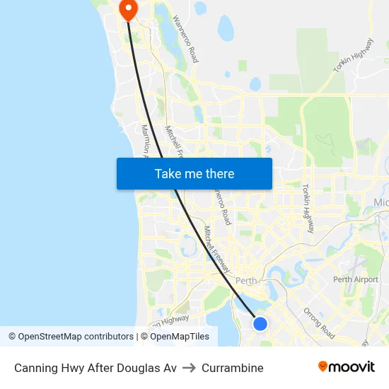 Canning Hwy After Douglas Av to Currambine map