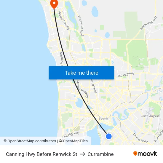 Canning Hwy Before Renwick St to Currambine map