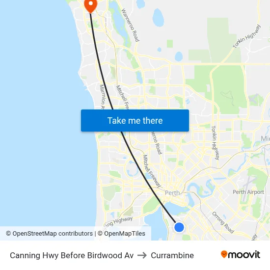 Canning Hwy Before Birdwood Av to Currambine map