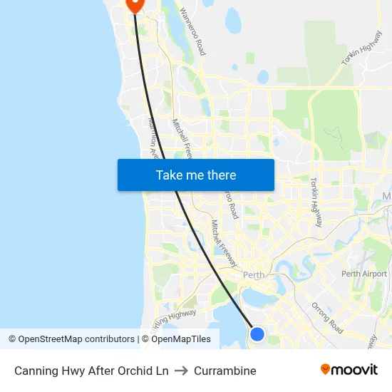 Canning Hwy After Orchid Ln to Currambine map