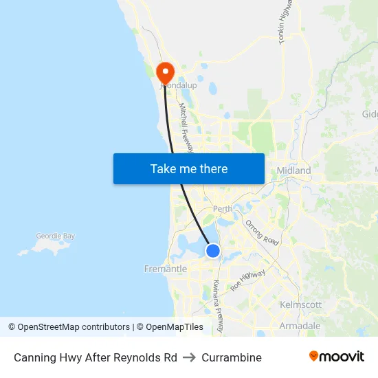 Canning Hwy After Reynolds Rd to Currambine map