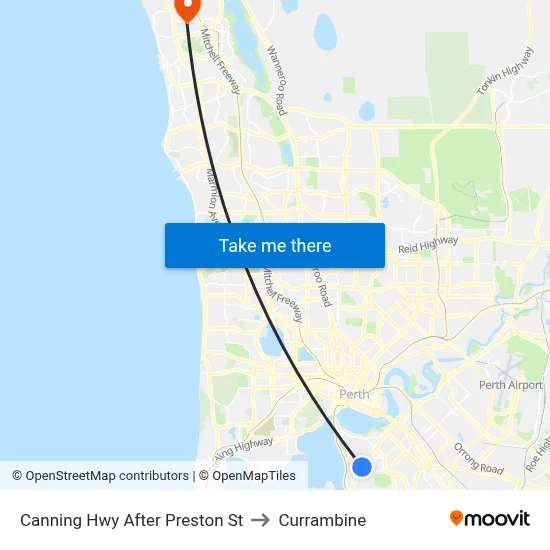Canning Hwy After Preston St to Currambine map