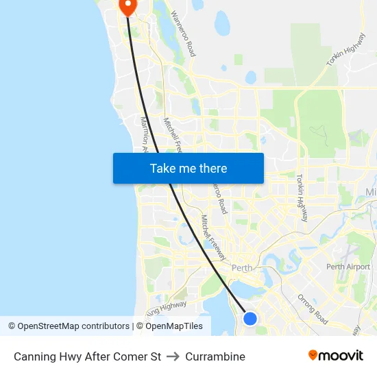 Canning Hwy After Comer St to Currambine map