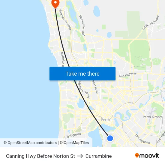 Canning Hwy Before Norton St to Currambine map