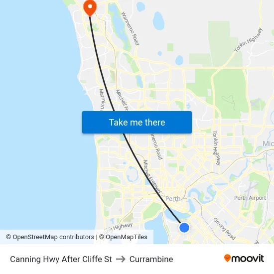Canning Hwy After Cliffe St to Currambine map