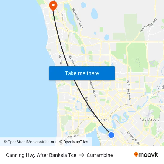 Canning Hwy After Banksia Tce to Currambine map