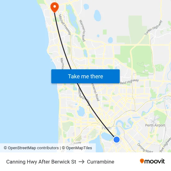Canning Hwy After Berwick St to Currambine map