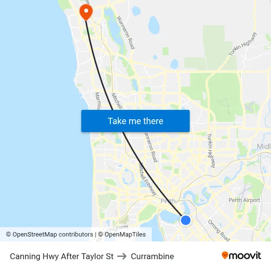 Canning Hwy After Taylor St to Currambine map