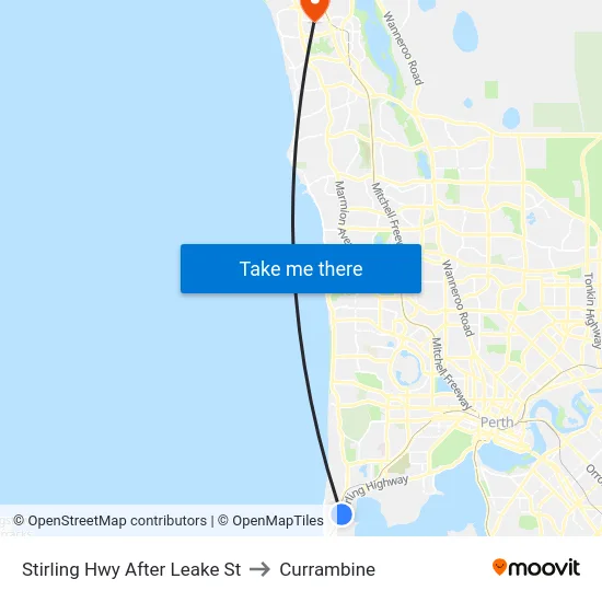Stirling Hwy After Leake St to Currambine map