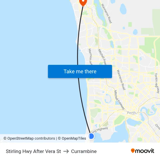 Stirling Hwy After Vera St to Currambine map