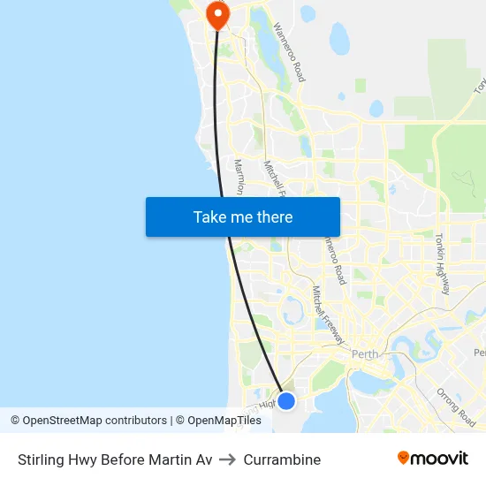 Stirling Hwy Before Martin Av to Currambine map