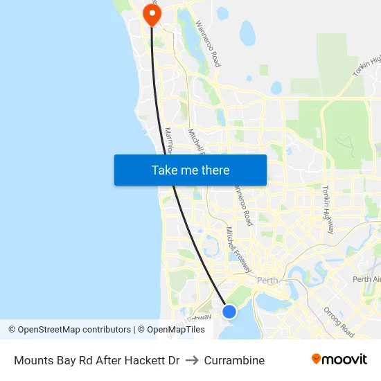 Mounts Bay Rd After Hackett Dr to Currambine map