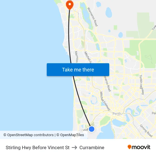 Stirling Hwy Before Vincent St to Currambine map