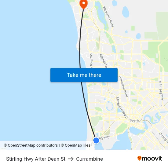 Stirling Hwy After Dean St to Currambine map