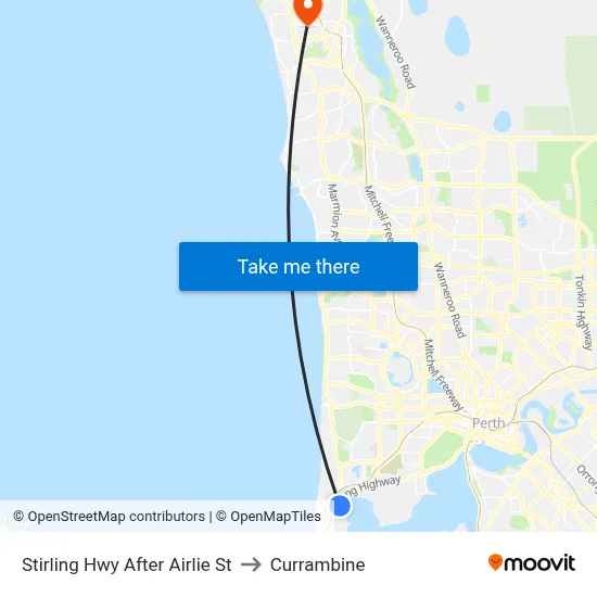 Stirling Hwy After Airlie St to Currambine map