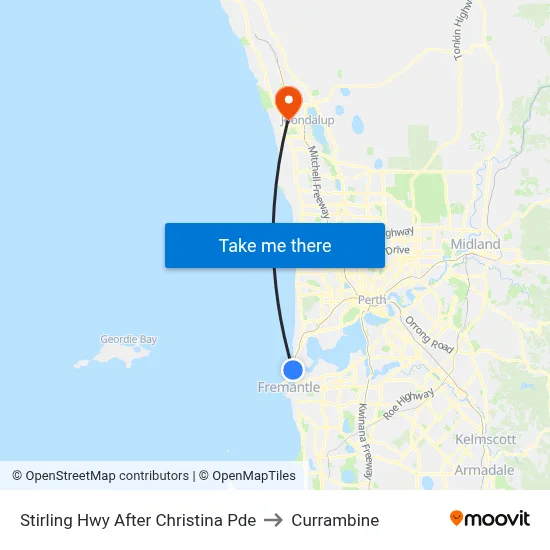 Stirling Hwy After Christina Pde to Currambine map