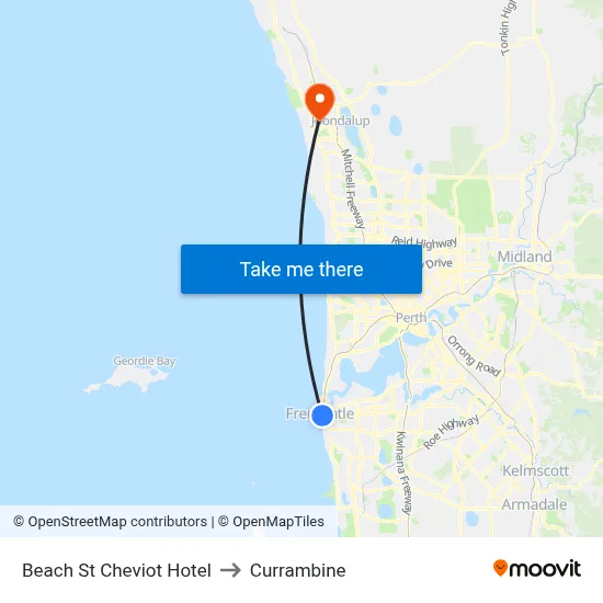 Beach St Cheviot Hotel to Currambine map