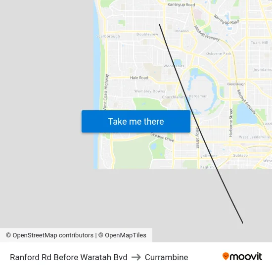 Ranford Rd Before Waratah Bvd to Currambine map