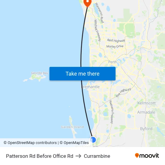 Patterson Rd Before Office Rd to Currambine map