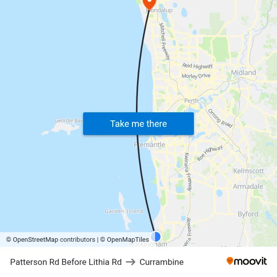 Patterson Rd Before Lithia Rd to Currambine map