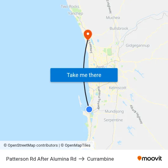 Patterson Rd After Alumina Rd to Currambine map