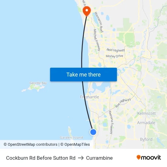 Cockburn Rd Before Sutton Rd to Currambine map