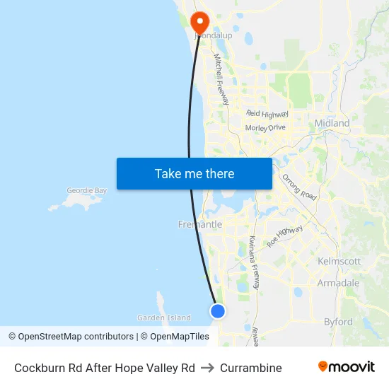 Cockburn Rd After Hope Valley Rd to Currambine map