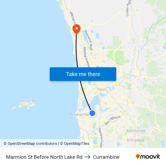 Marmion St Before North Lake Rd to Currambine map