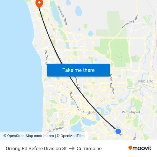 Orrong Rd Before Division St to Currambine map