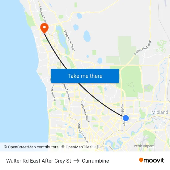 Walter Rd East After Grey St to Currambine map