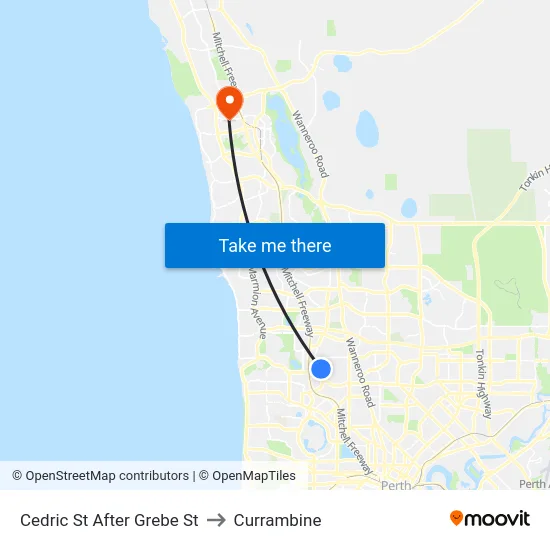 Cedric St After Grebe St to Currambine map