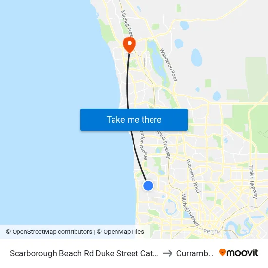 Scarborough Beach Rd Duke Street Cat Id 15 to Currambine map