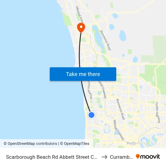 Scarborough Beach Rd Abbett Street Cat Id 16 to Currambine map